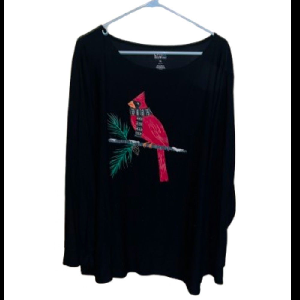 Croft & Barrow Long Sleeve Cardinal Festive Shirt Size 3X Lounge Cozy Neutral